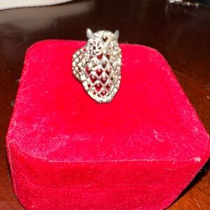 Silver Owl Ring, Ornate Filagree Design